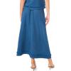 Vince Camuto Women’s Faux Denim Crepe A-line Midi Skirt(Deep Blue)