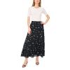 Vince Camuto Women’s Floral Print Smocked Waist Maxi Skirt(Rich Black)