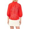 Vince Camuto Women’s Floral Split Neck 3/4 Sleeve Top(Lobster Red)