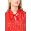 Vince Camuto Women’s Floral Split Neck 3/4 Sleeve Top(Lobster Red)