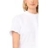 Vince Camuto Women’s Linen Short Sleeve Ruffle Button Down Blouse(Ultra White)