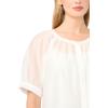Vince Camuto Women’s Scoop Neck Button Down Short Sleeve Flowy Top(Ultra White)