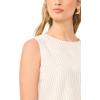 Vince Camuto Women’s Sleeveless Linen Stripe Embroidery Crew Neck Top(Birch)