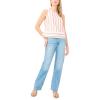 Vince Camuto Women’s Striped Sleeveless Crew Neck Blouse(Red Hot)