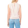 Vince Camuto Women’s Striped Sleeveless Crew Neck Blouse(Red Hot)