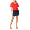 Vince Camuto Women’s V Neck 3/4 Sleeve Button Down Top(Lobster Red)
