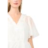 Vince Camuto Women’s V Neck 3/4 Sleeve Button Down Top(Ultra White)