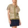 Vince Camuto Women’s Celted Crew Neck Blouse(Light Olive)
