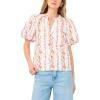 Vince Camuto Women’s Cotton Poplin Short Puff Sleeve Top(Pink Bliss)