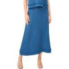 Vince Camuto Women’s Faux Denim Crepe A-line Midi Skirt(Deep Blue)