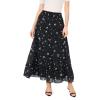 Vince Camuto Women’s Floral Print Smocked Waist Maxi Skirt(Rich Black)