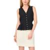 Vince Camuto Women’s Lace Trim V Neck Sleeveless Top(Rich Black)