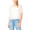 Vince Camuto Women’s Scoop Neck Button Down Short Sleeve Flowy Top(Ultra White)