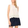 Vince Camuto Women’s Sleeveless Linen Stripe Embroidery Crew Neck Top(Birch)