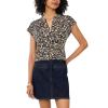 Vince Camuto Women’s V Front Placket Short Sleeve Blouse(Rich Black)
