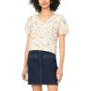Vince Camuto Women’s V-Neck Tulip Short Puff Sleeve Blouse(Antique White)