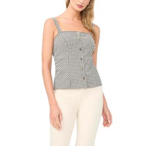 Vince Camuto Women’s Button Front Fitted Tank Top(Rich Black)