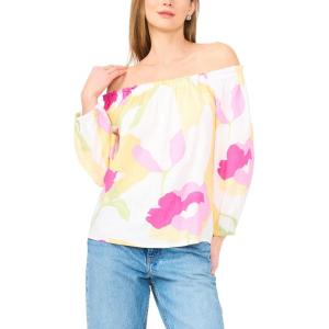 Vince Camuto Women’s Elastic Neck & Cuff Long Sleeve Top(Pale Lemon)