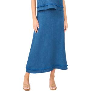 Vince Camuto Women’s Faux Denim Crepe A-line Midi Skirt(Deep Blue)
