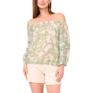 Vince Camuto Women’s Pleated Peasant Long Sleeve Rayon Lawn Blouse(Eucalyptus)