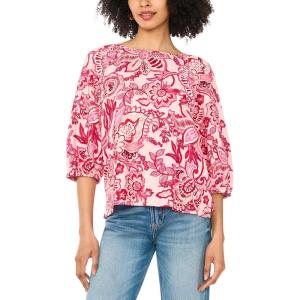 Vince Camuto Women’s Raglan Puff 3/4 Sleeve Blouse(Cherry Red)
