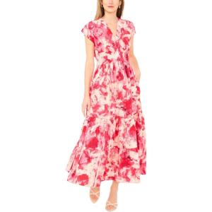 Vince Camuto Women’s Short Sleeve V-Neck Multi Tie Maxi Dress(Golden Haze)