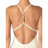 Vince Camuto Women’s Beaded Racerback Scoop Neck One Piece Swimsuit(Ivory)