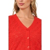Vince Camuto Women’s Pointelle Short Sleeve Cardigan(Lobster Red)