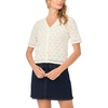 Vince Camuto Women’s Pointelle Short Sleeve Cardigan(Antique White)
