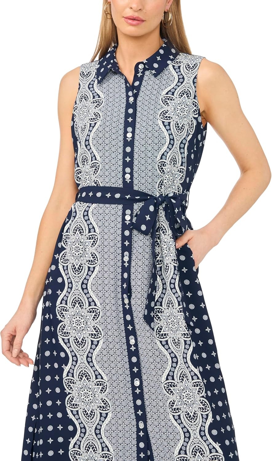 image:imageVince Camuto Collared Sleeveless Button UpClassic Navy