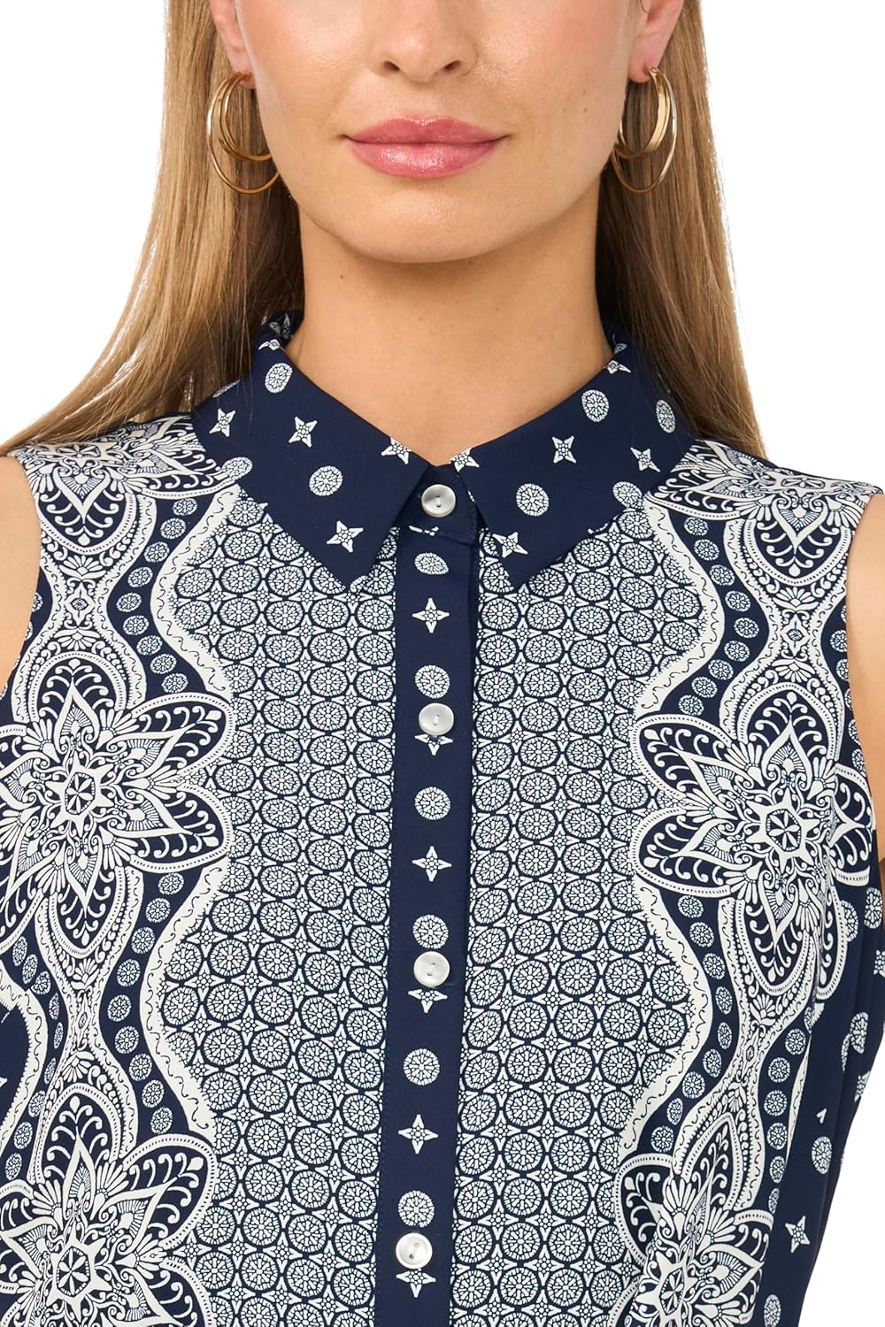 image:imageVince Camuto Collared Sleeveless Button UpClassic Navy