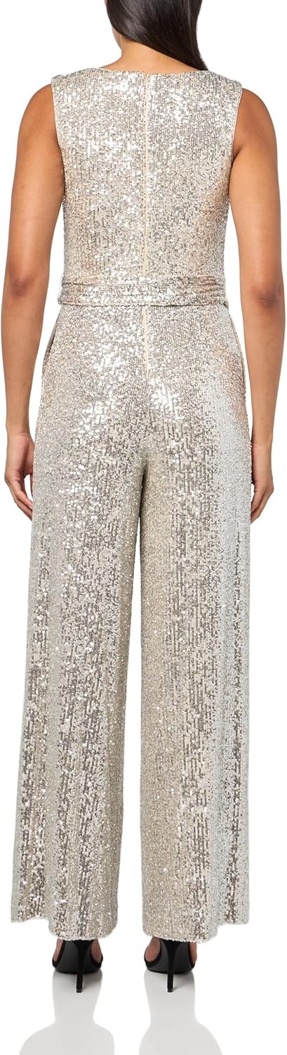 image:imageVince Camuto Womens Cowl Neck Sequin JumpsuitSilver
