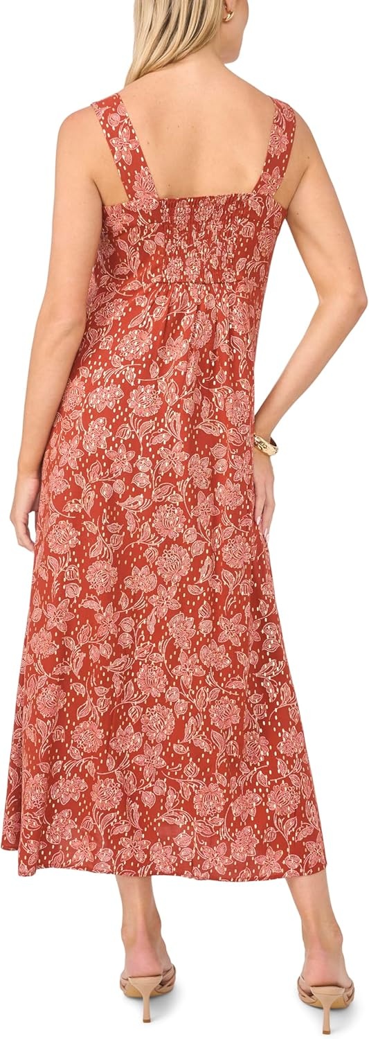 image:imageVince Camuto Womens Floral Square Neck Maxi DressRust