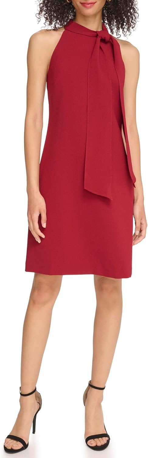 image:imageVince Camuto Womens Sleeveless Halter Tie Neck Shift Mini DressBordeaux