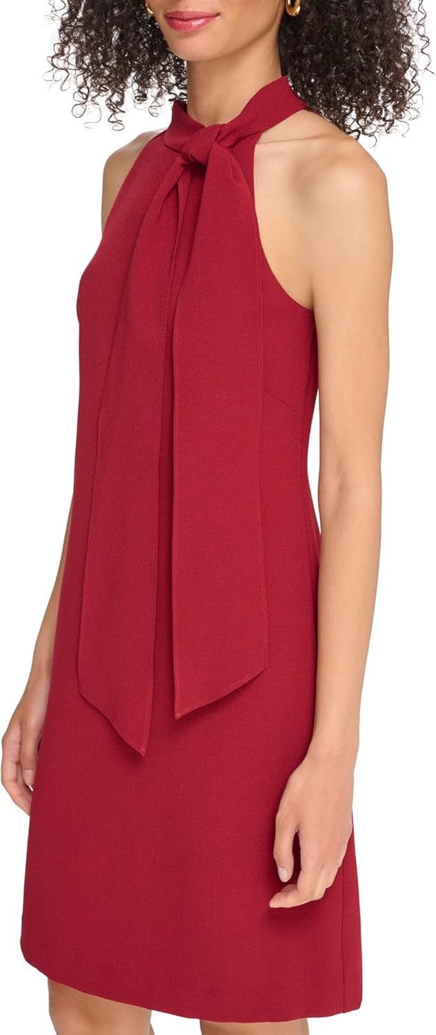 image:imageVince Camuto Womens Sleeveless Halter Tie Neck Shift Mini DressBordeaux