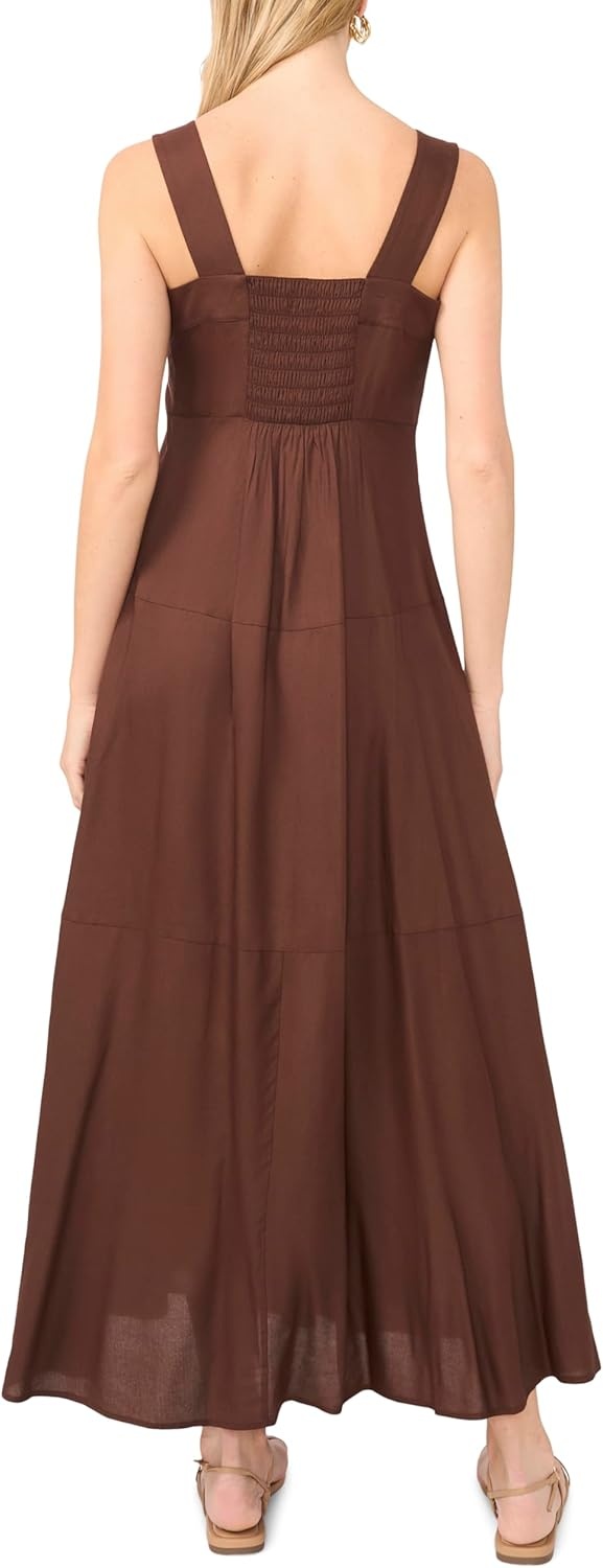 image:imageVince Camuto Womens Sleeveless Tiered Maxi DressMocha