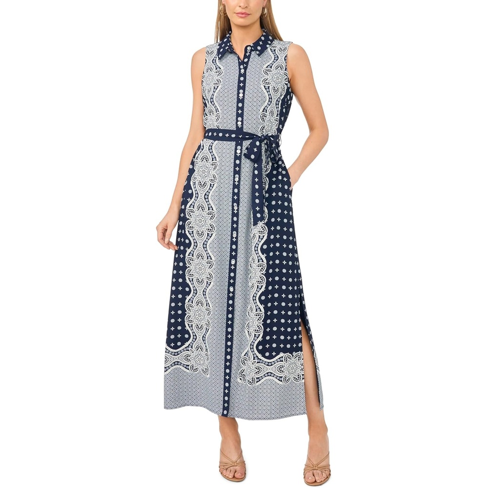 image:imageVince Camuto Collared Sleeveless Button UpClassic Navy