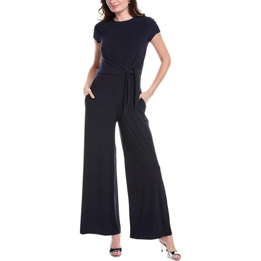 image:imageVince Camuto Womens Cap Sleeve Bateau Neckline Jersey JumpsuitNavy