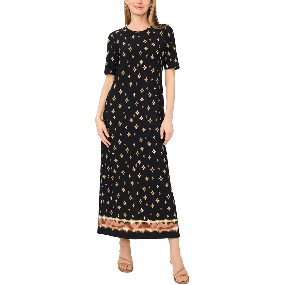 image:imageVince Camuto Womens Short Sleeve Knit Crew Neck Maxi DressBurnt Olive