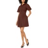 Vince Camuto Women’s Short Puff Sleeve Collared Button Down Mini Shirt Dress(Mocha)