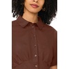 Vince Camuto Women’s Short Puff Sleeve Collared Button Down Mini Shirt Dress(Mocha)