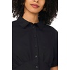 Vince Camuto Women’s Short Puff Sleeve Collared Button Down Mini Shirt Dress(Rich Black)