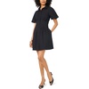 Vince Camuto Women’s Short Puff Sleeve Collared Button Down Mini Shirt Dress(Rich Black)