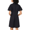 Vince Camuto Women’s Short Puff Sleeve Collared Button Down Mini Shirt Dress(Rich Black)