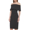 Vince Camuto Women’s Sleeveless Off Shoulder Cocktail Midi Dress(Black)