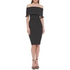 Vince Camuto Women’s Sleeveless Off Shoulder Cocktail Midi Dress(Black)