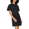 Vince Camuto Women’s Short Puff Sleeve Collared Button Down Mini Shirt Dress(Rich Black)