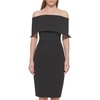 Vince Camuto Women’s Sleeveless Off Shoulder Cocktail Midi Dress(Black)