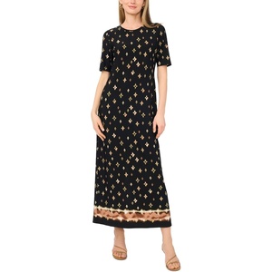 Vince Camuto Women’s Short Sleeve Knit Crew Neck Maxi Dress(Burnt Olive)