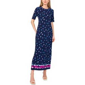 Vince Camuto Women’s Short Sleeve Knit Crew Neck Maxi Dress(Classic Navy)